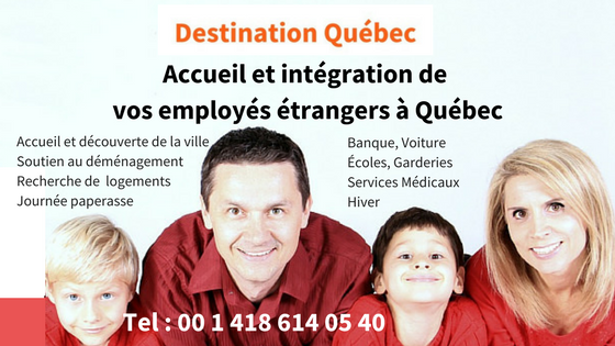 famille heureuse bénéficiant d'un service depréparation, d'accompagnement et d'accueil dans le cadre de leur recrutmeent par une entreprise québécoise qui recrute des employés à l'étranger
